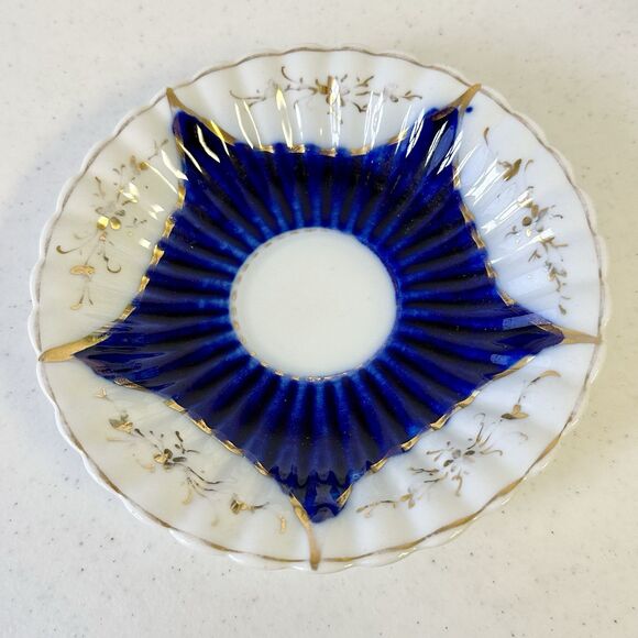 Rare 19th century Made In Germany Tea Cup & Saucer Set Cobalt Blue &‎ Gold Trim - Picture 6 of 11